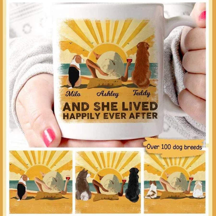 Happily Ever After With Dogs And Wine Personalized AOP Mug