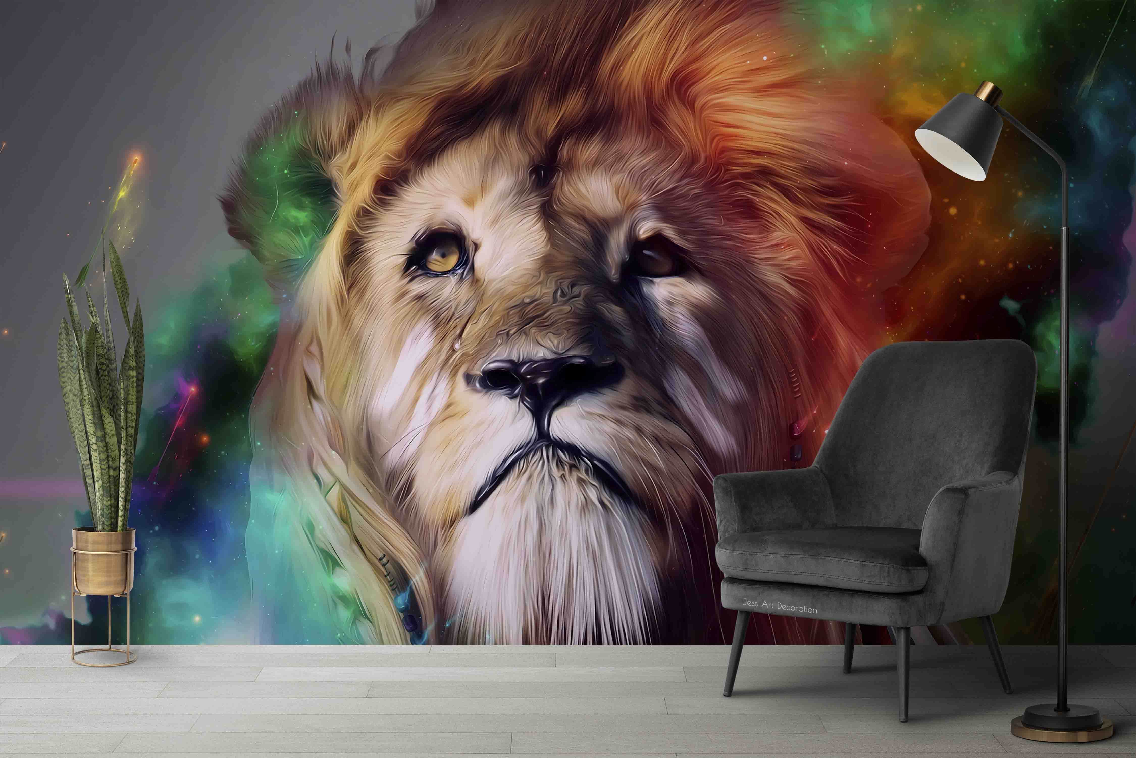 3D Magic Color Lion Wall Mural Wallpaper  Sww 186