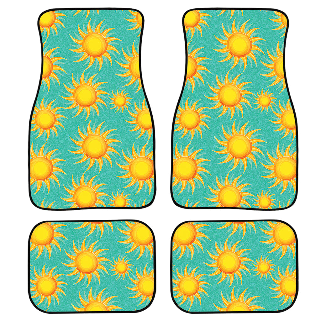 Shiny Sun Pattern Print Front And Back Car Floor Mats, Front Car Mat