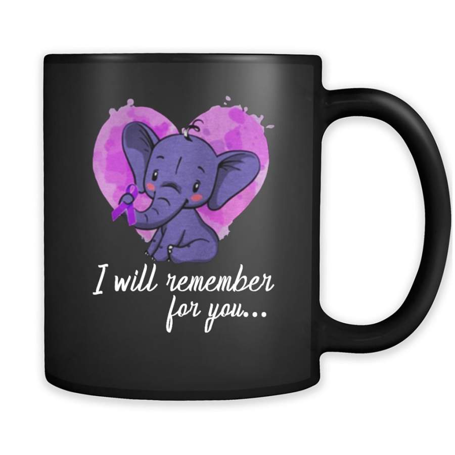 Baby Elephant Alzheimers Heart I Will Remember For You – Full-Wrap Coffee Black Mug