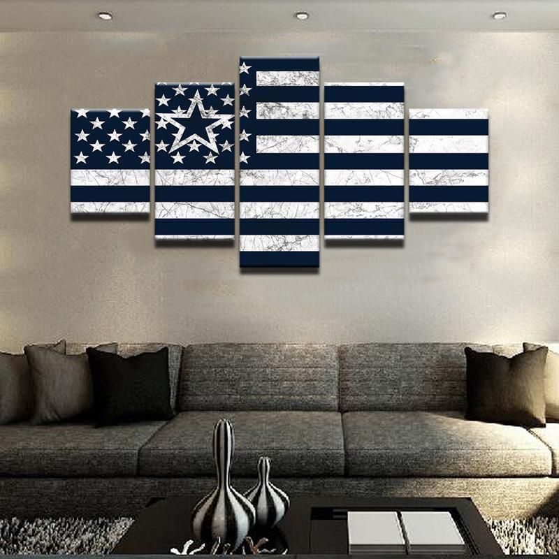 Dallas Cowboys Hd Sport Flag Sport 5 Panel Canvas Art Wall Decor