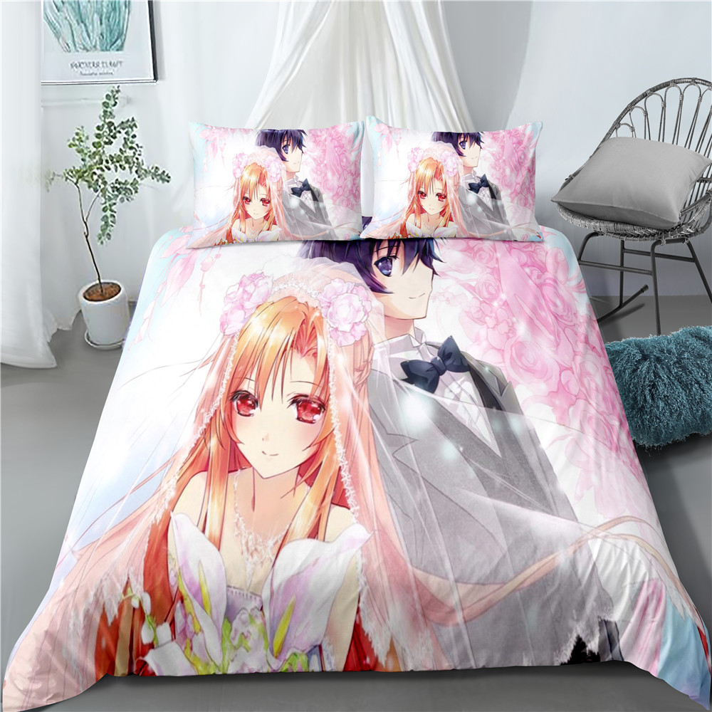 Sword Art Online Anime 3D Bed Pillow Case Duvet Covers Comforter Bedding Sets Bed Set Home Decor Bedding