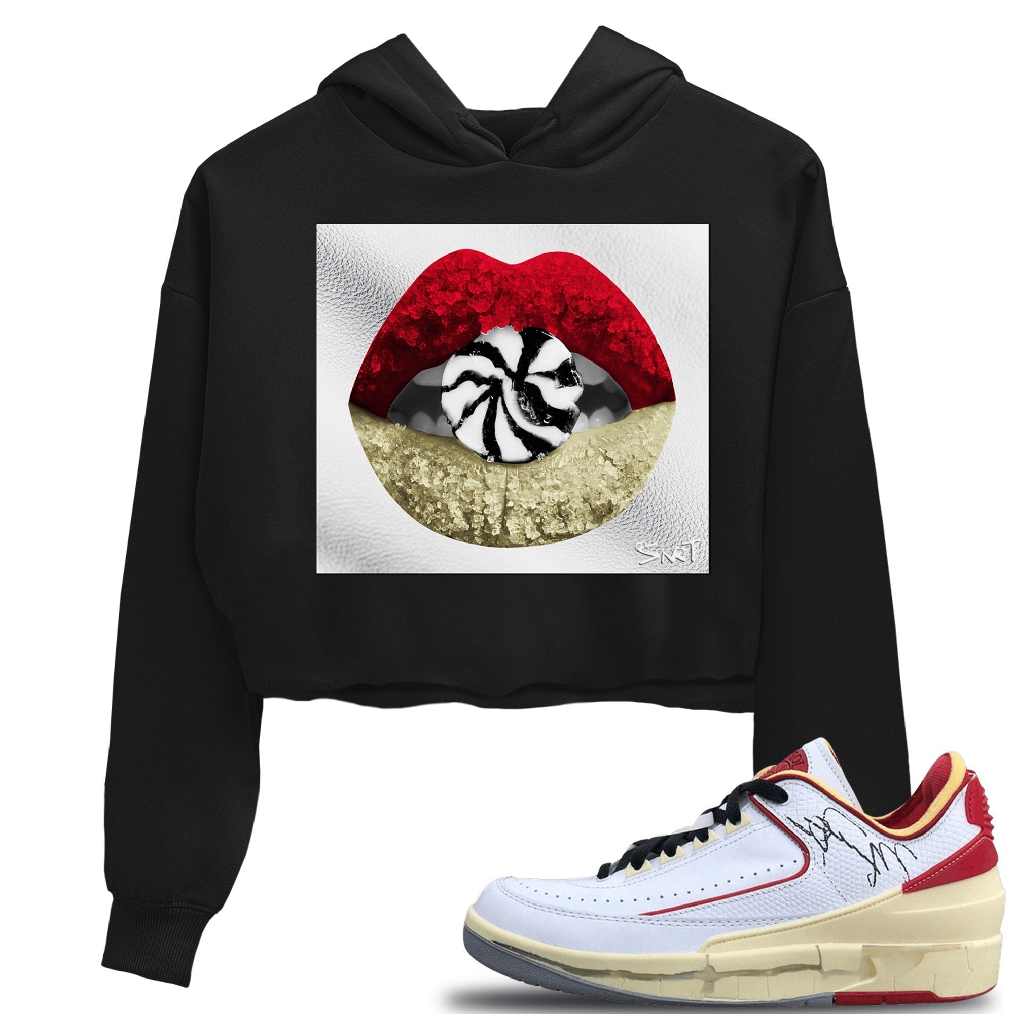 Lips Candy Crop Hoodie – Air Jordan 2 X Off-White Varsity Red