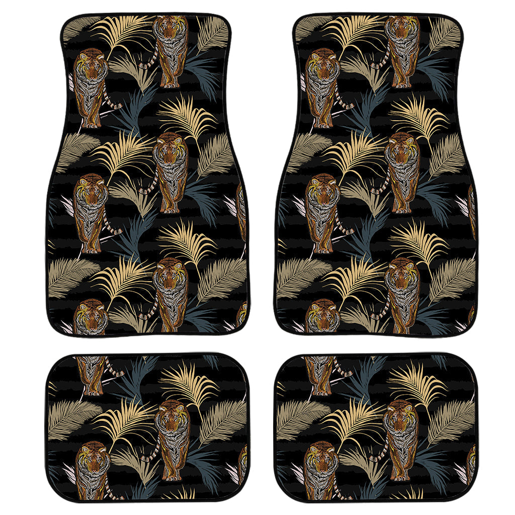 Vintage Tropical Tiger Pattern Print Front And Back Car Floor Mats, Front Car Mat