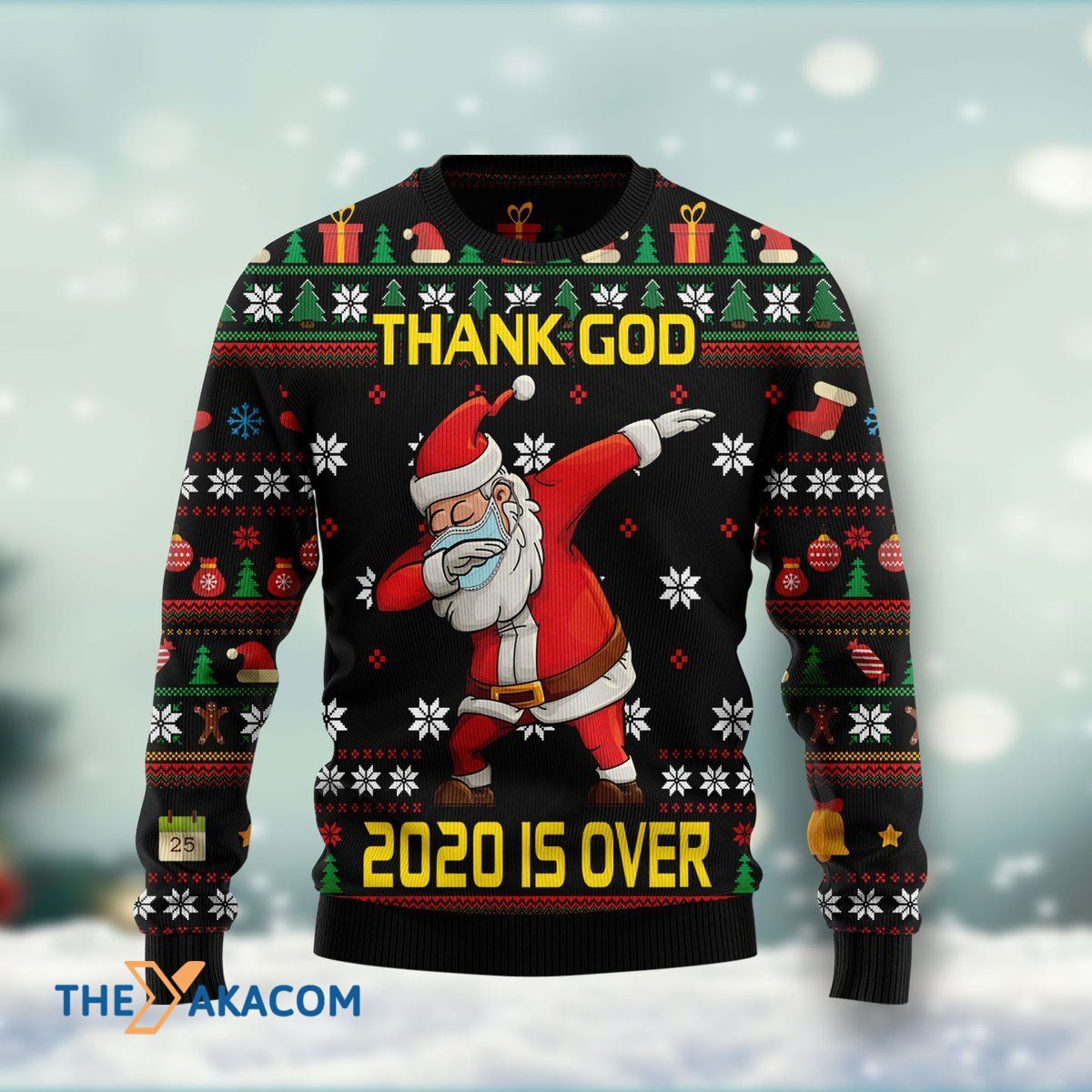 Thank God 2020 Is Over Santa Dabbing Awesome Gift For Christmas Ugly Christmas Sweater