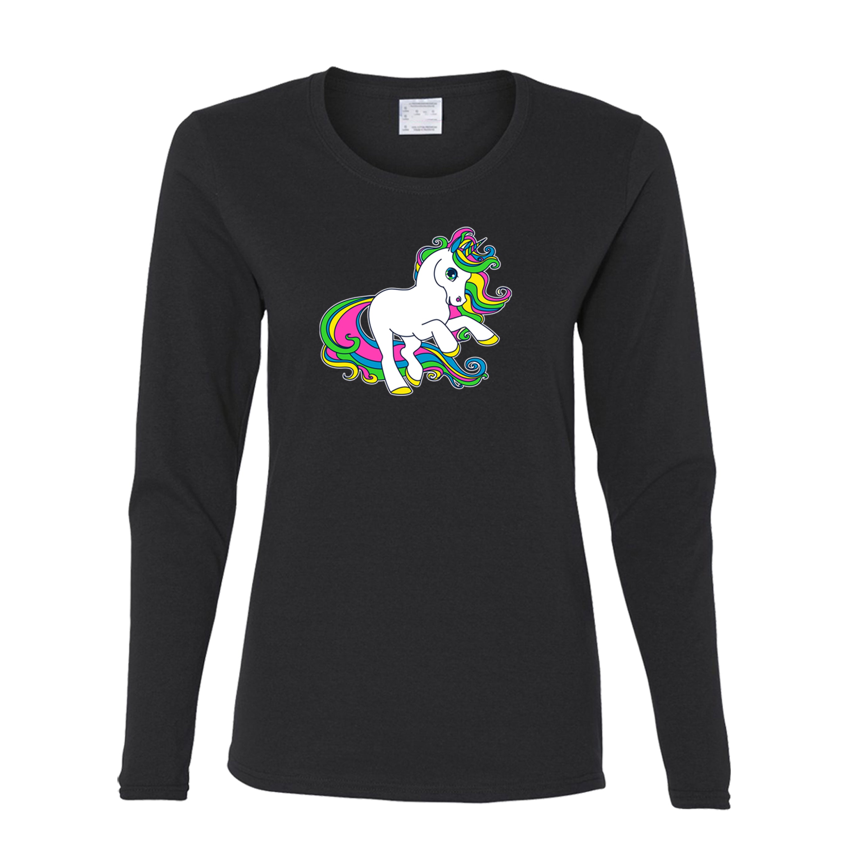 White Unicorn Rainbow Women’s Long Sleeve T-Shirt