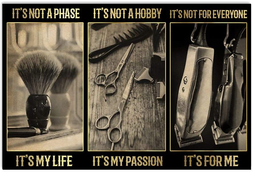 Vintage Barber It’S My Life It’S My Passion Poster Art Print      Home Decor Gift For Men Women Family Friend On Birthday Xmas