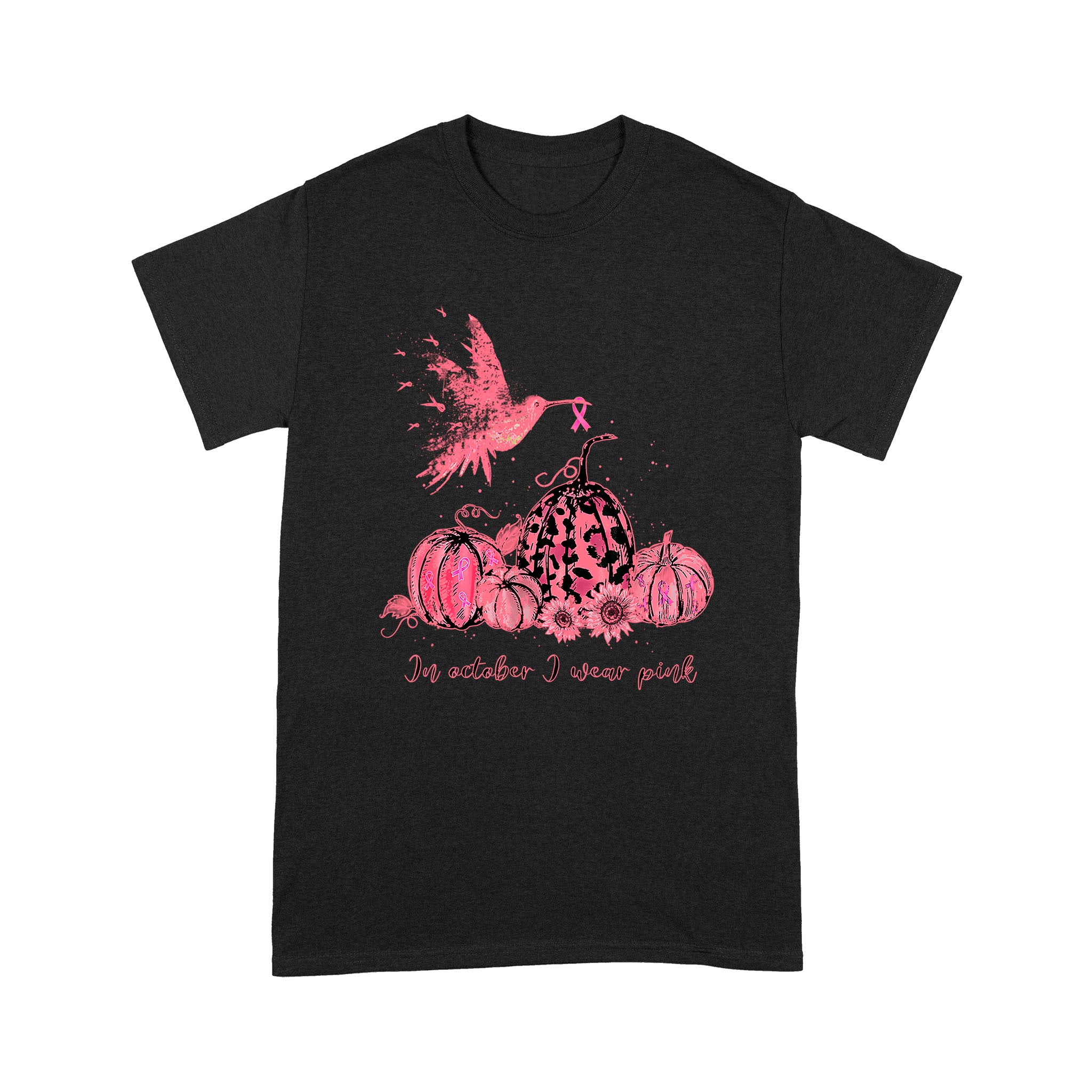 Standard T-Shirt – Breast Cancer Awareness In October We Wear Pink Hummingbird T-Shirt