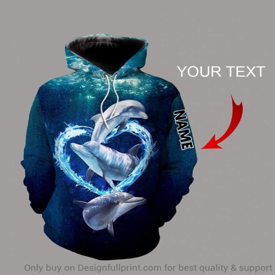 Dolphin Lovers In The Ocean Personalized Unisex Hoodie