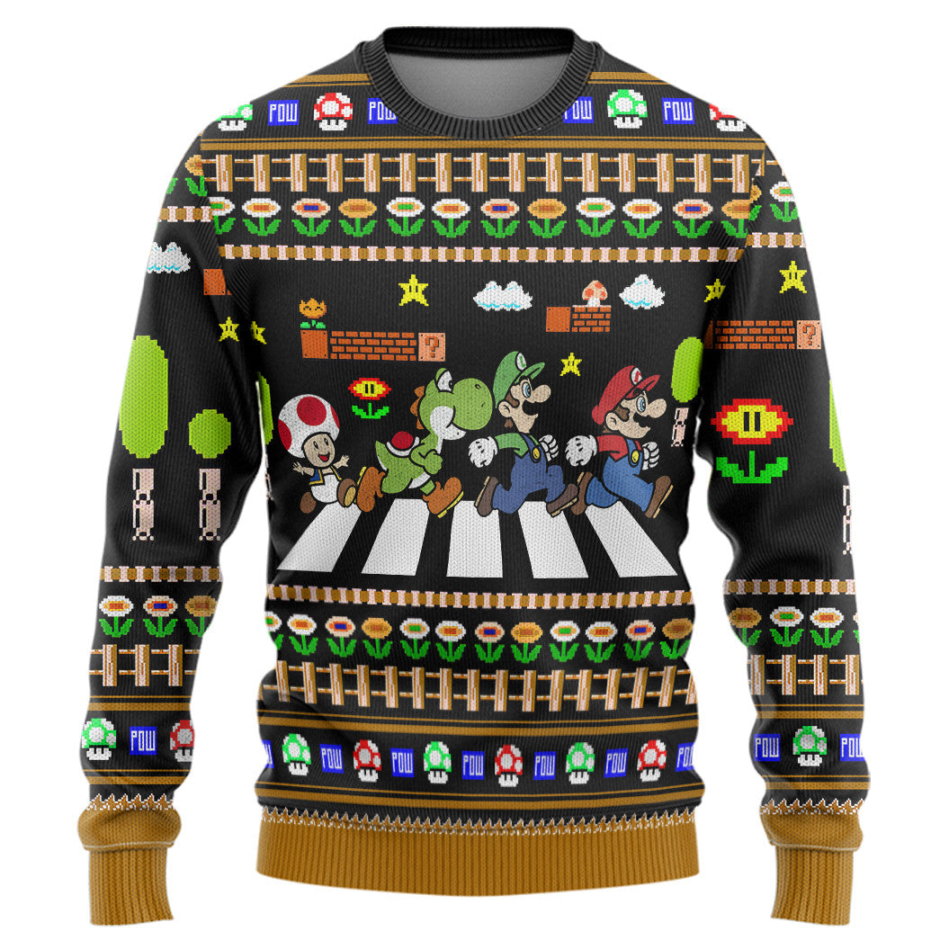 3D Mario Abbey Road Custom Ugly Christmas Sweater