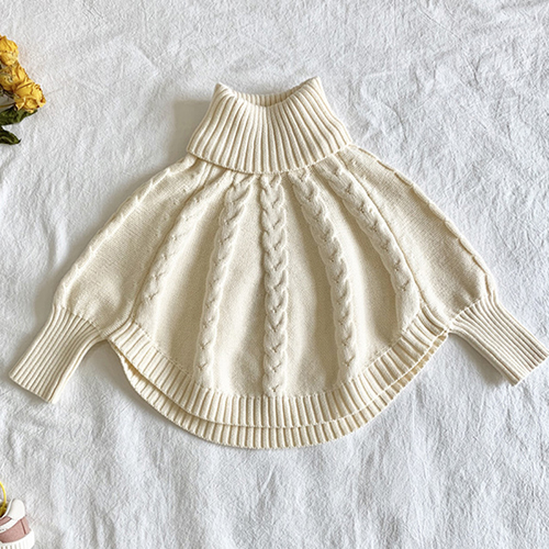 Baby Girls Solid Causal Pullover Sweaters Autumn Winter Kids Long Sleeve Knit Turtleneck Sweater Cloak Children Clothing alx