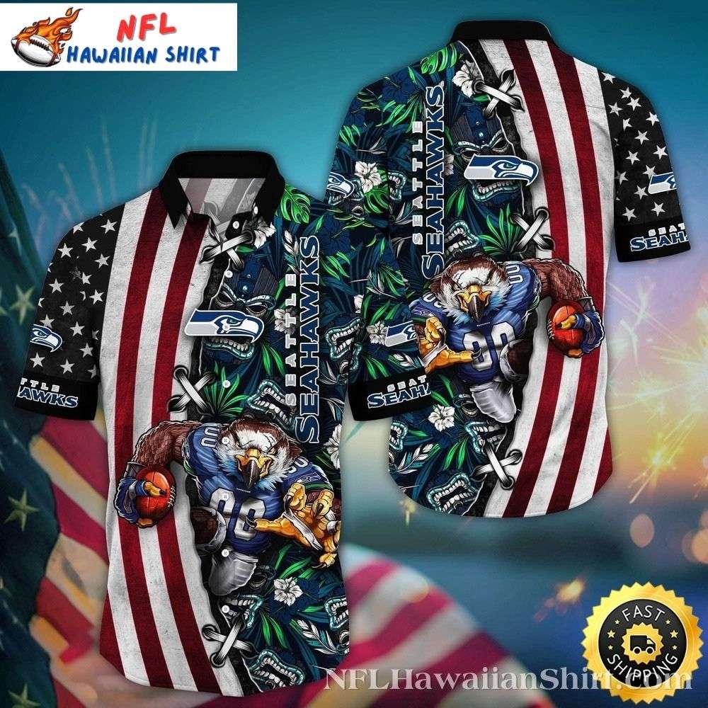 Patriotic Eagle Seattle Seahawks Aloha Shirt  Americana Football Edition