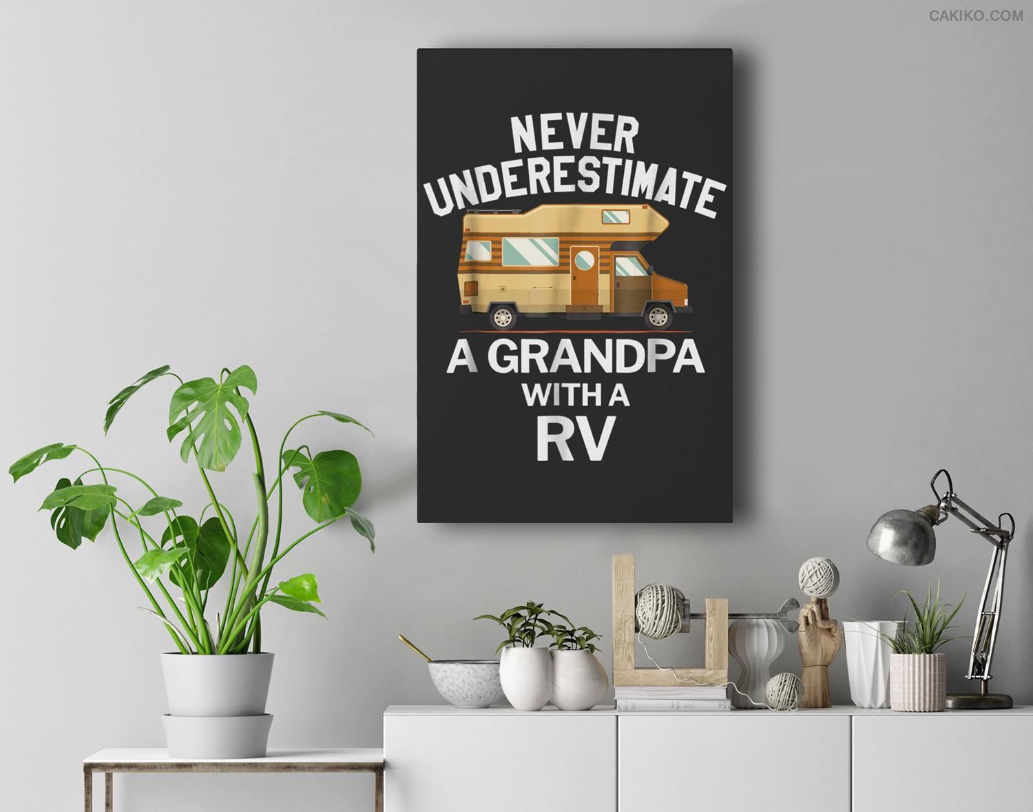 Never Underestimate A Grandpa With A Rv Funny Premium  Canvas