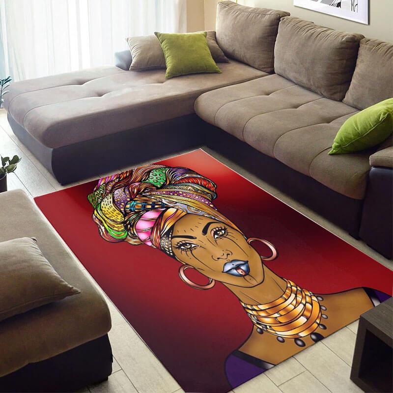 Inspired African American Rug Fancy Afrocentric African Queen African Carpet African House Decor WBG4000