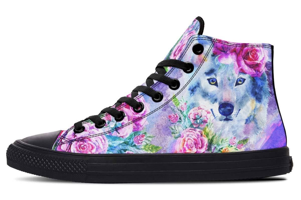 Watercolor Wolf Art High Top Vans Shoes