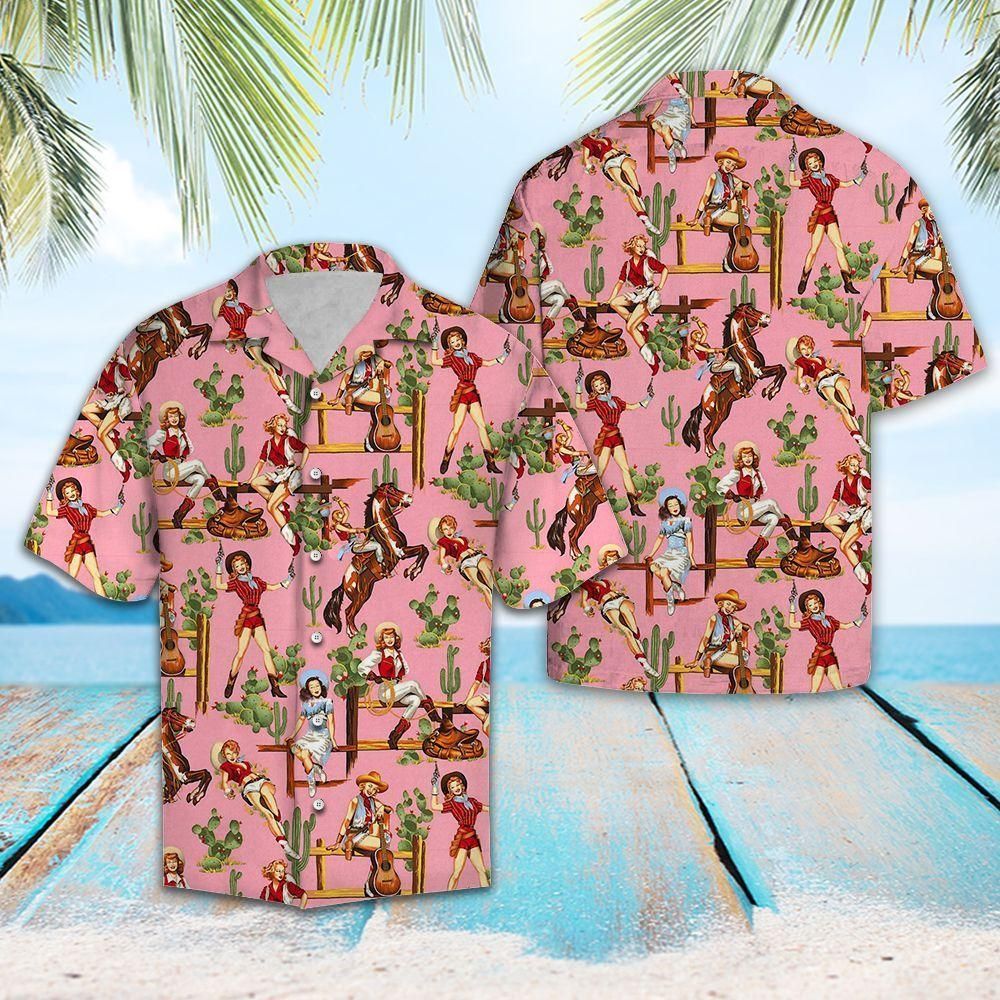 Cowgirl Aloha Hawaii Shirt Colorful Short Sleeve Summer Beach Casual For Men And Women Ha41768