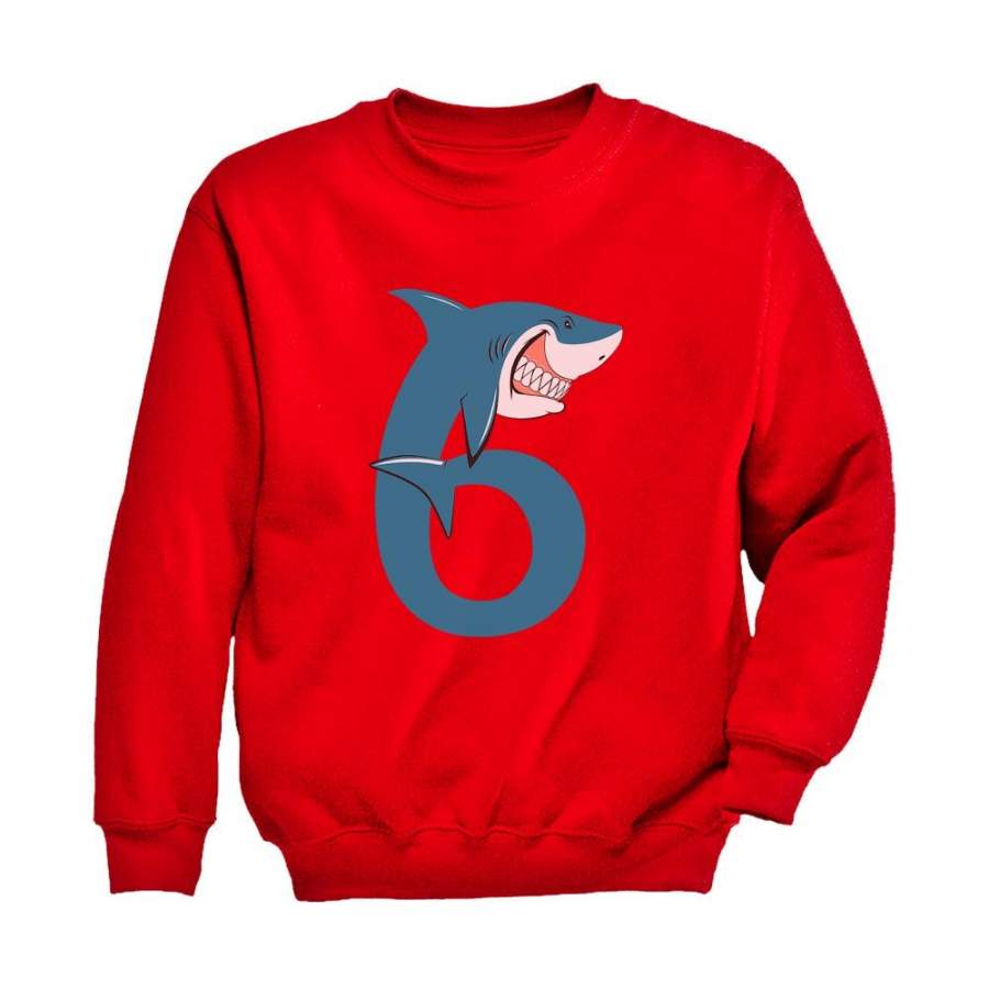 6th Birthday Shark Six Years Old Youth Kids Sweatshirt