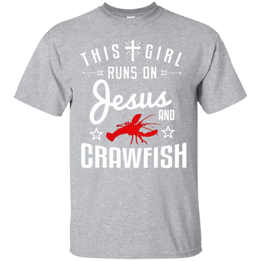 AGR Crawfish T Shirt This Girl Runs On Jesus and Crawfish Cajun