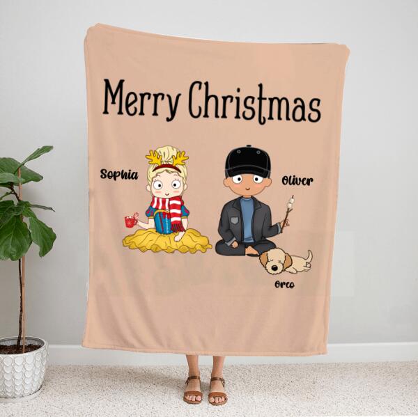 Personalized Cute Christmas Blankets – Christmas Gifts For Couples – Up To 4 Dogs