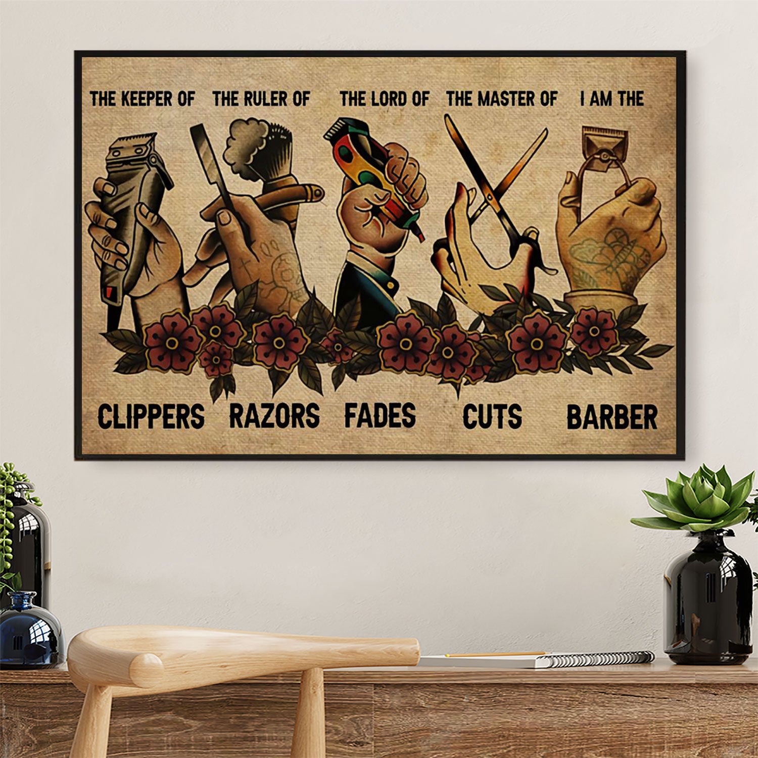 The Keeper Of Clippers – Hairdresser Canvas Wall Art | Home Décor Gift For Hairstylists