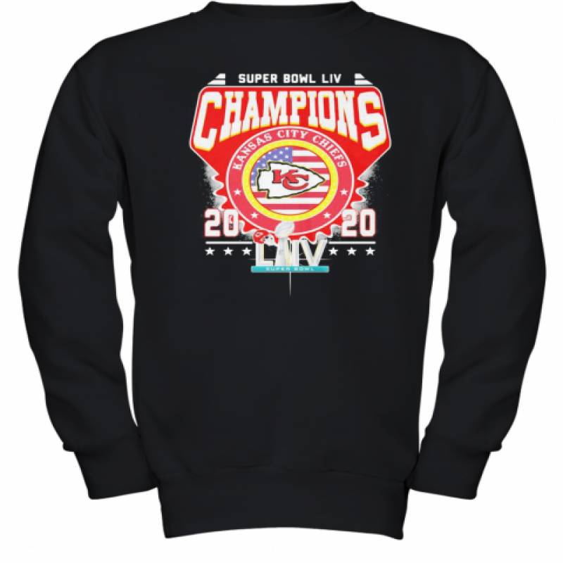 Super Bowl Liv Champions Kansas City Chiefs 2020 American Flag Independence Day Youth Sweatshirt