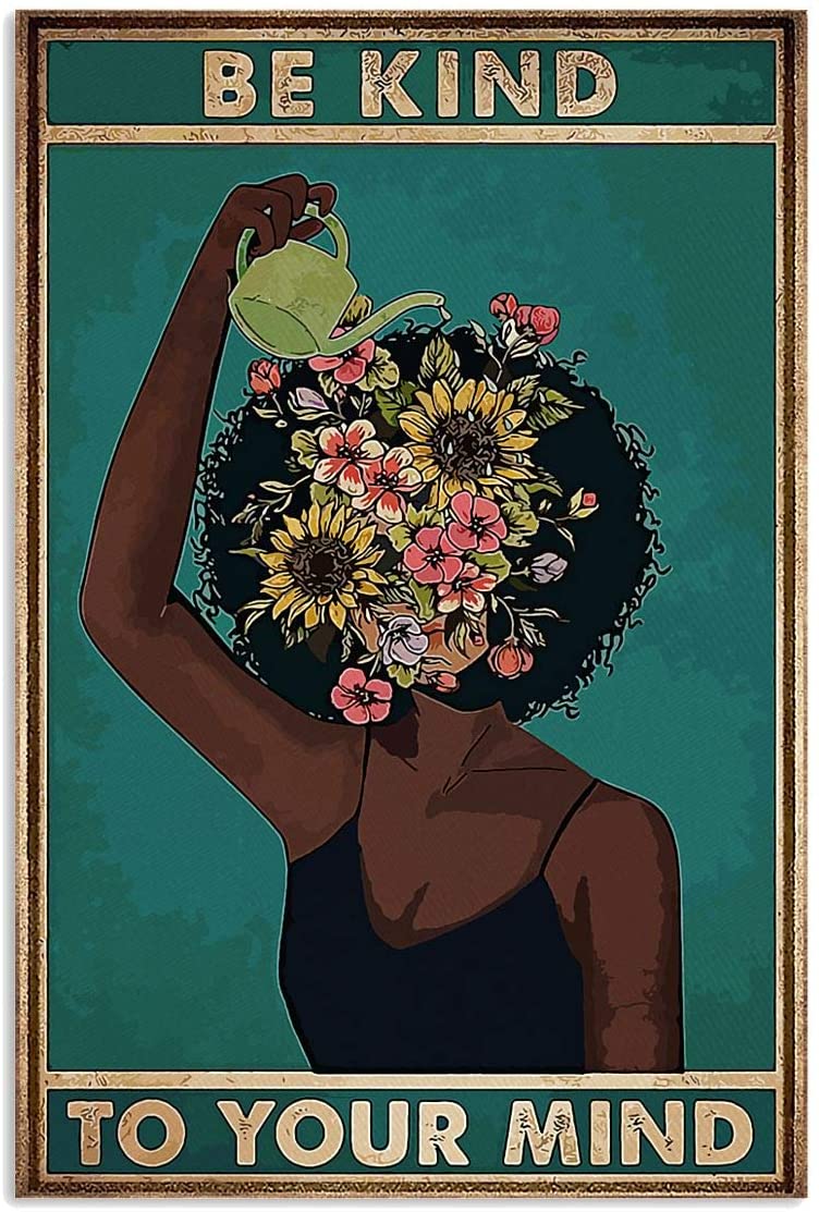 Skitongifts Poster No Frame, Be Kind To Your Mind Brown Skin Flower Black Women Africa Melanin, Wall Art Decor