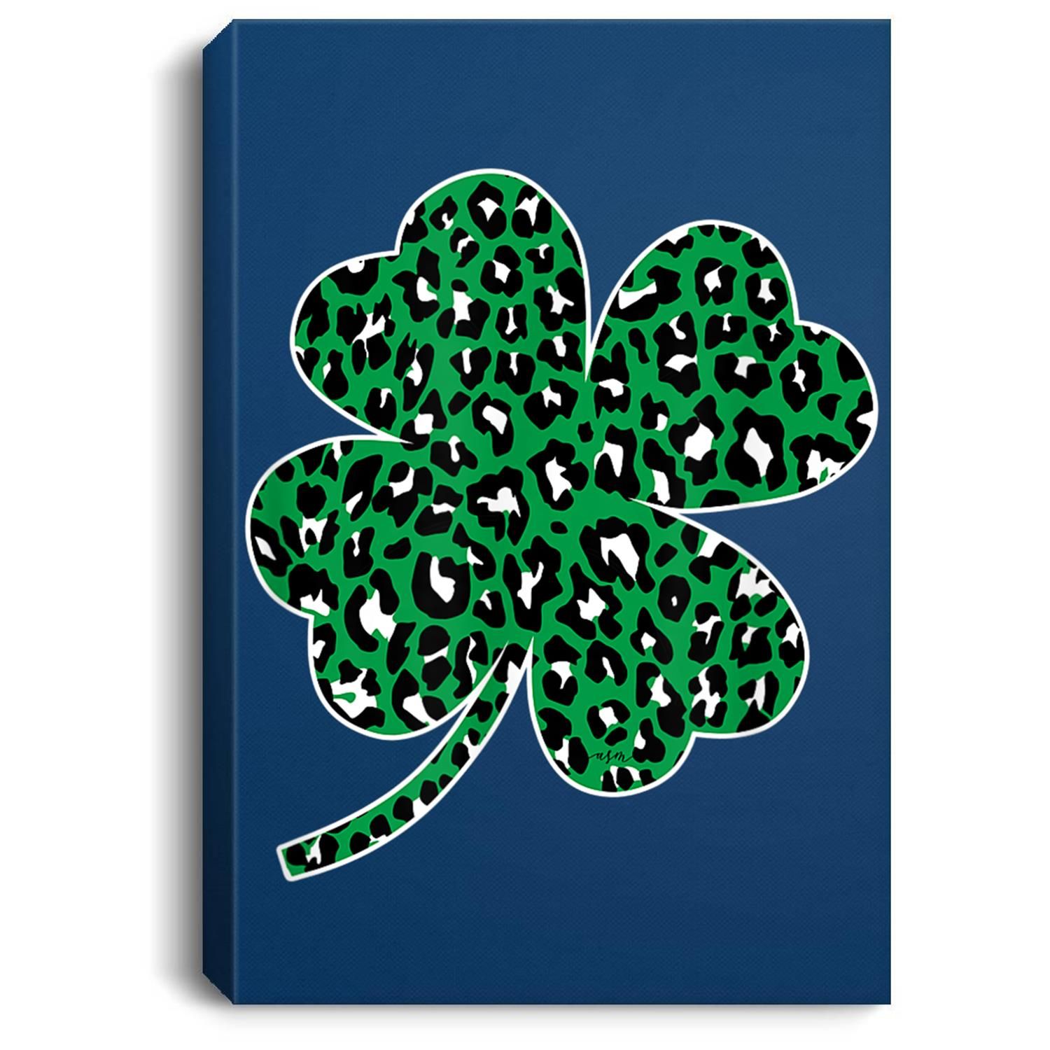 Green Leopard Clover Lucky Leaf St Patricks Day ASM Portrait Canvas