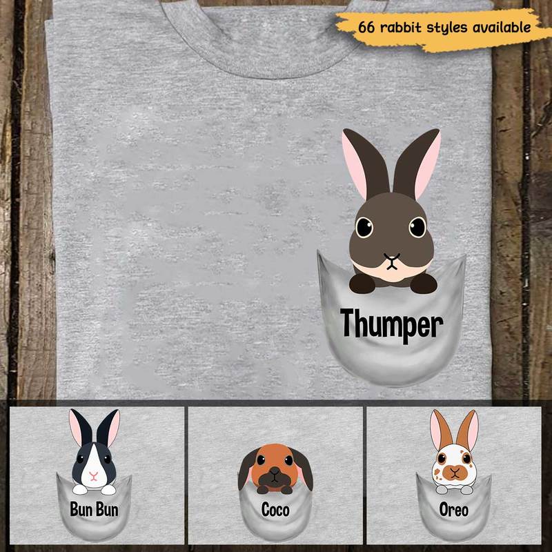 Peeking Rabbit Pocket Personalized Shirt