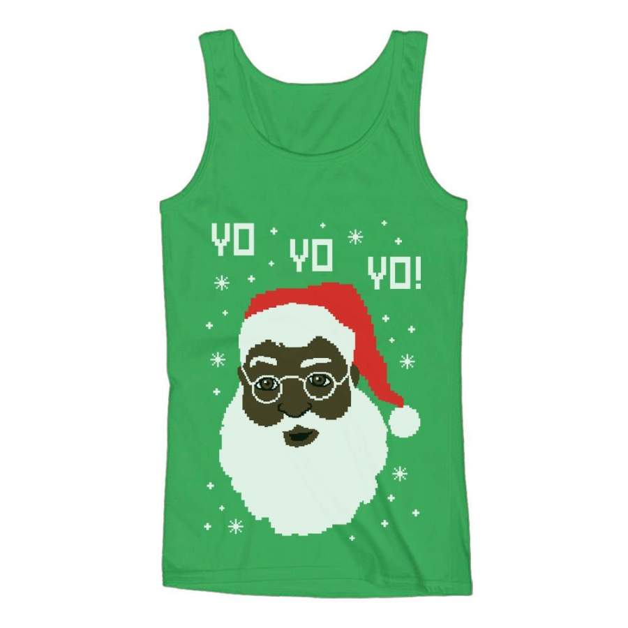 Black Santa Ugly Christmas Sweater Women Tank Top