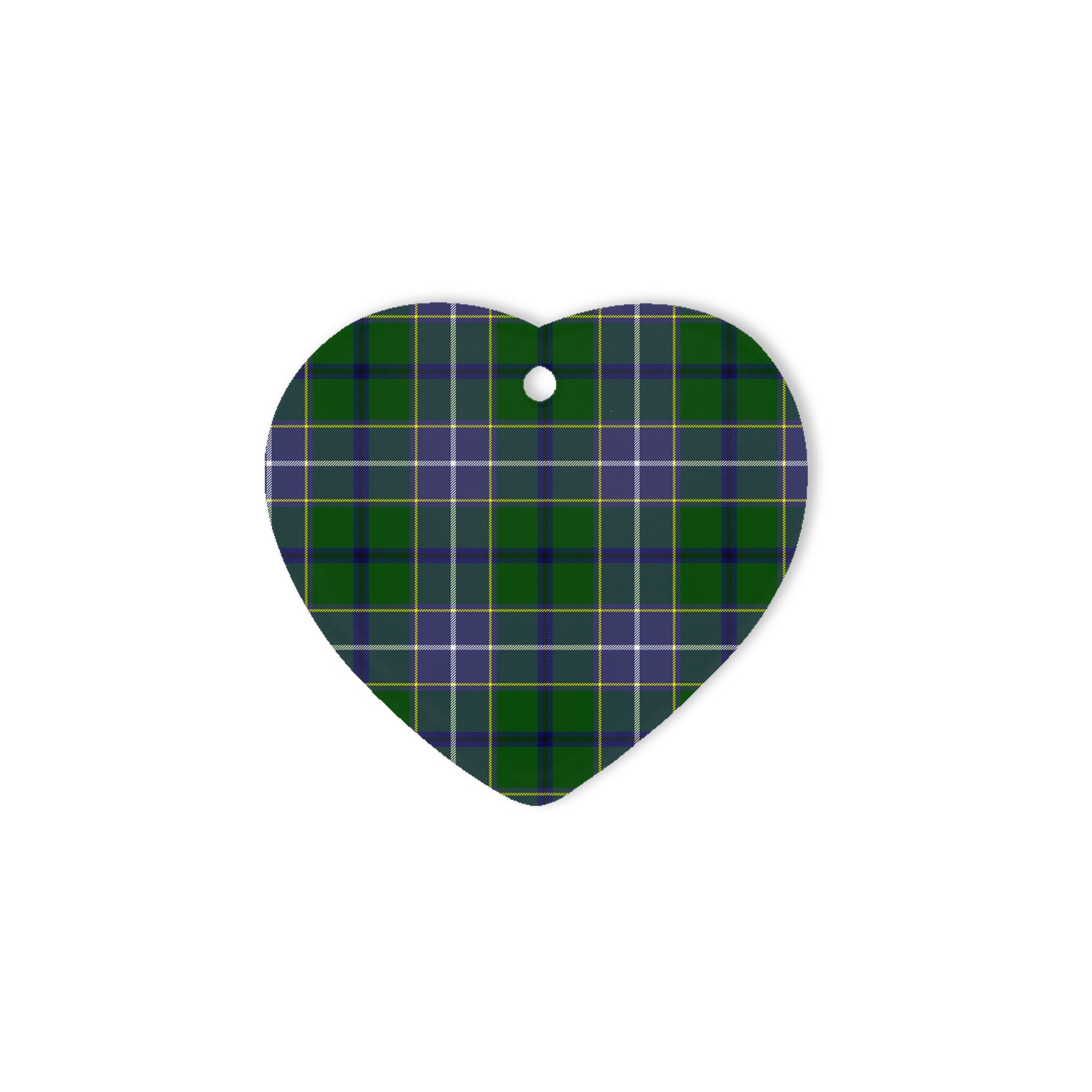 Wishart Hunting Tartan Heart Ornaments, Christmas Tree Ornament, Plaid Christmas Ornaments, Ceramic Heart Christmas Tree Decoration