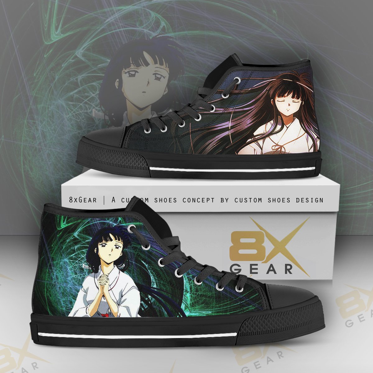 Inuyasha Kikyo Anime Shoes Design Hi Top Sneakers Fatastic Character Anime Gift