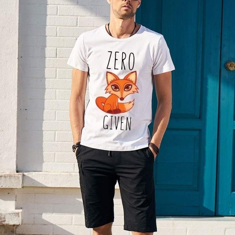 Zero Fox Given T Shirt Printing Cartoon Novelty Men Short-Sleeved O-Neck Cotton T-Shirt