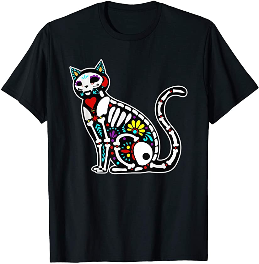 Cat Sugar Skull Kitten X-Ray Mexican Cool Christmas Gifts T-Shirt