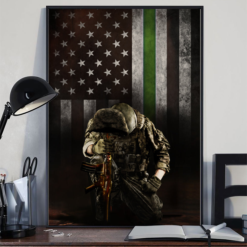 Thin Green Line Flag Poster Honoring Military Living Room Vintage Wall Home Decoration