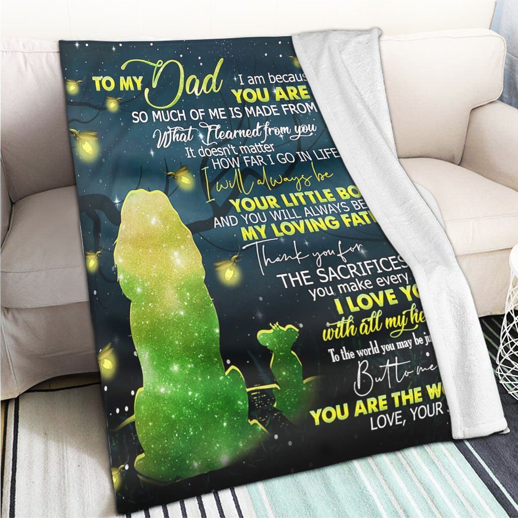 To My Dad Lion My Hero  Premium Father Blanket, Blanket Biological Father, Father Baby Blanket Cozy Fleece Blanket, Sherpa Blanket