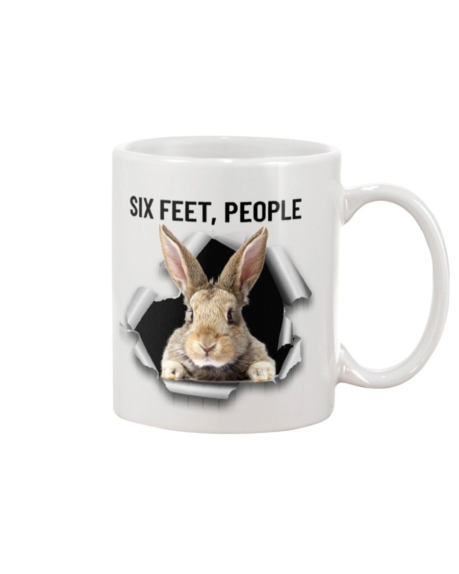 rabbit six feet people Mug White 11Oz