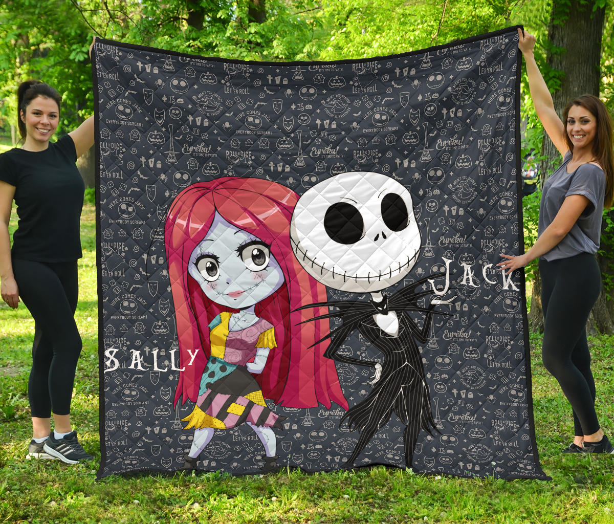 The Nightmare Before Christmas Cartoon Premium Quilt – Cartoon Cute Sally And Jack Skellington Quilt Blanket Na100502