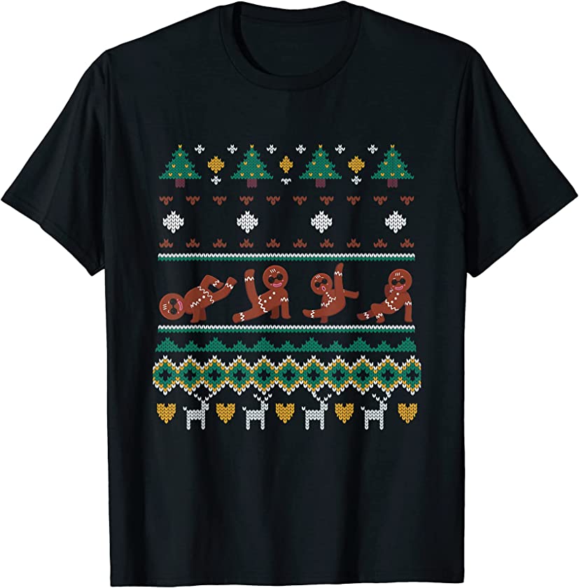 Ugly Christmas Breakdance Santa Claus New Year Gingerbread T-Shirt