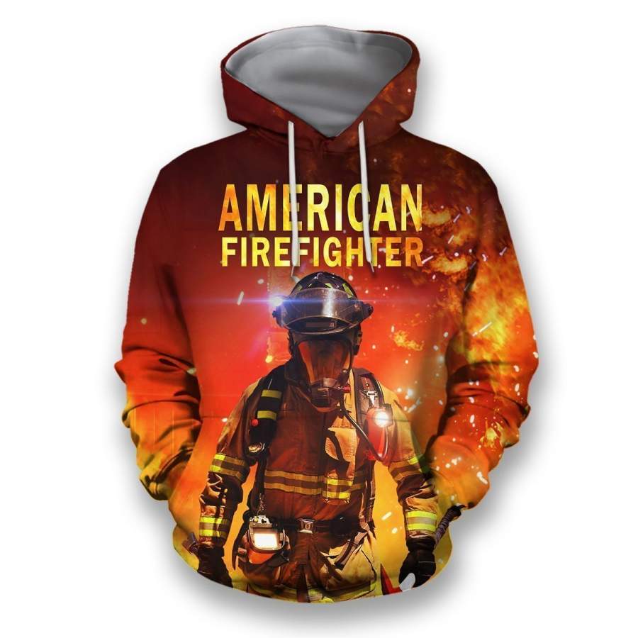 All over printed firefighter hoodie