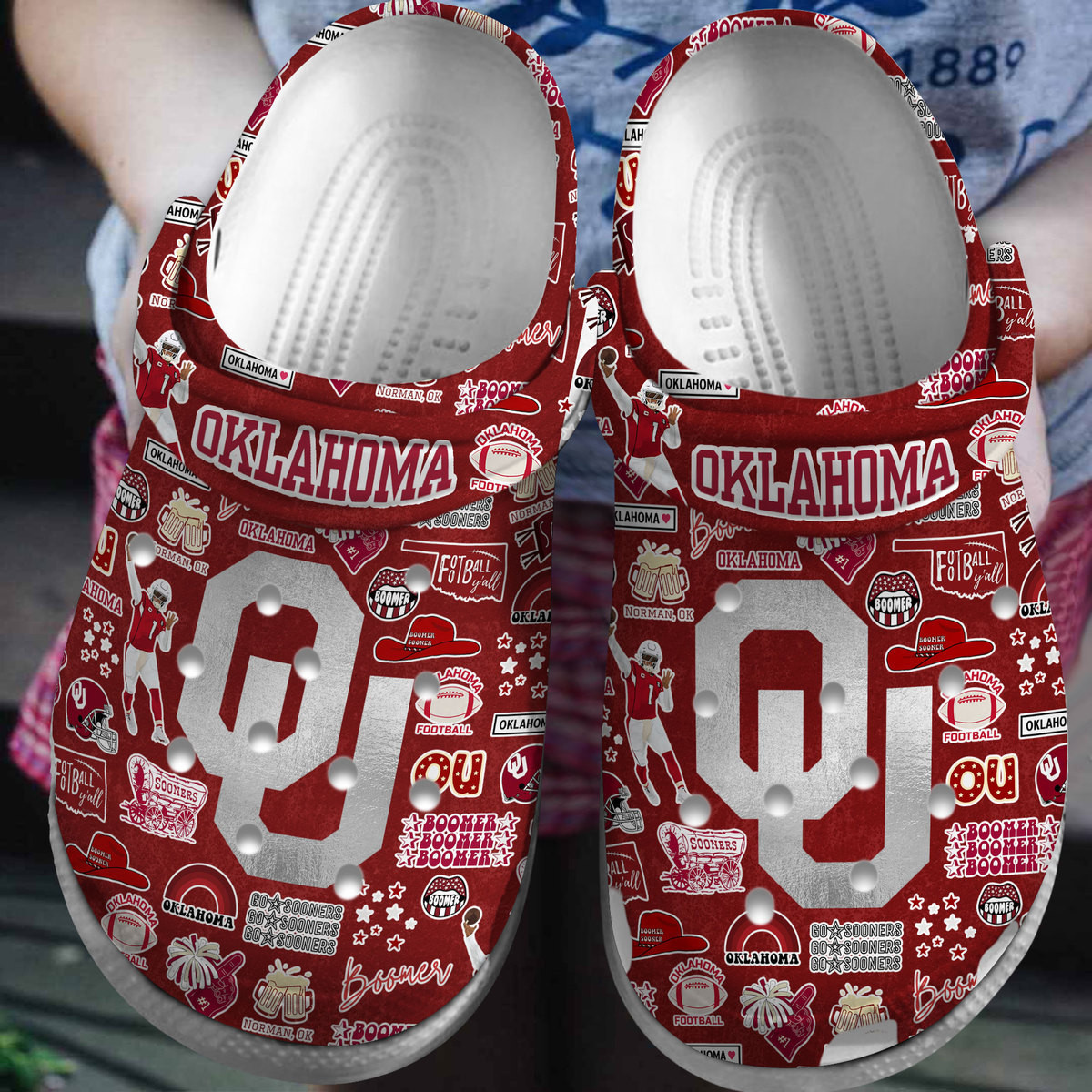 Oklahoma Sooners NCAA Sport Crocss Crocband Clogs Shoes Comfortable For Men Women and Kids