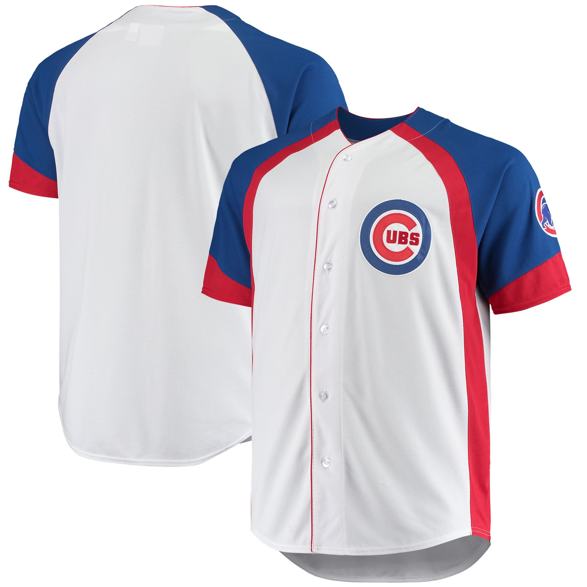 Chicago Cubs Big & Tall Colorblock Full-snap Jersey – White/royal MLB