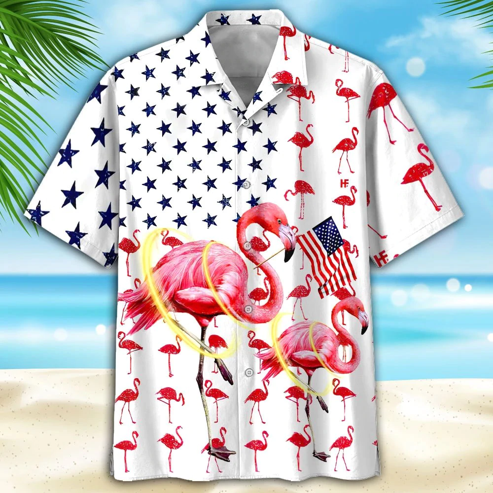 Flamingo Of July Hawaii Shirt Independence Day Is Hawaii For Men Ha73005