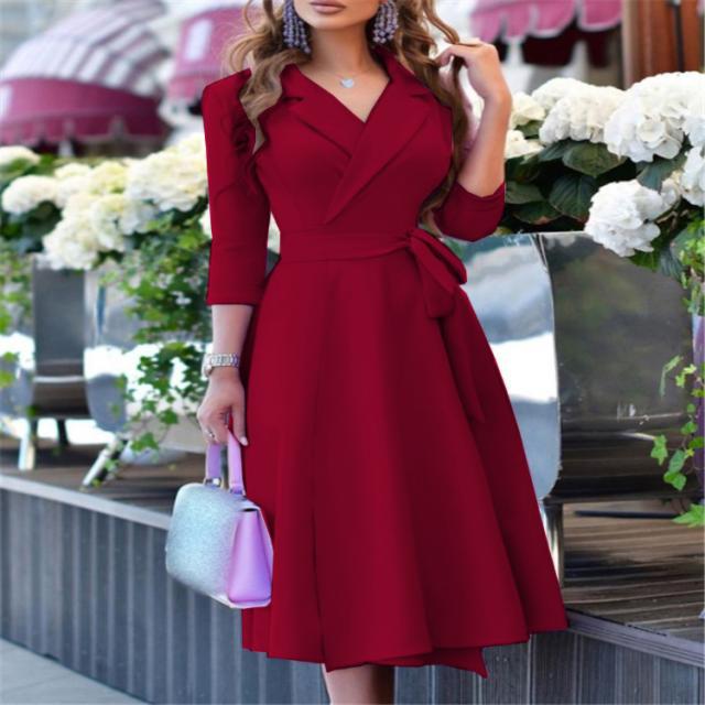 Autumn Half Sleeve Maxi Dress Women 2022 Fashion Womens Print Lace Up Casual Long Dresses Elegant Vestiods Fall Clothing alx