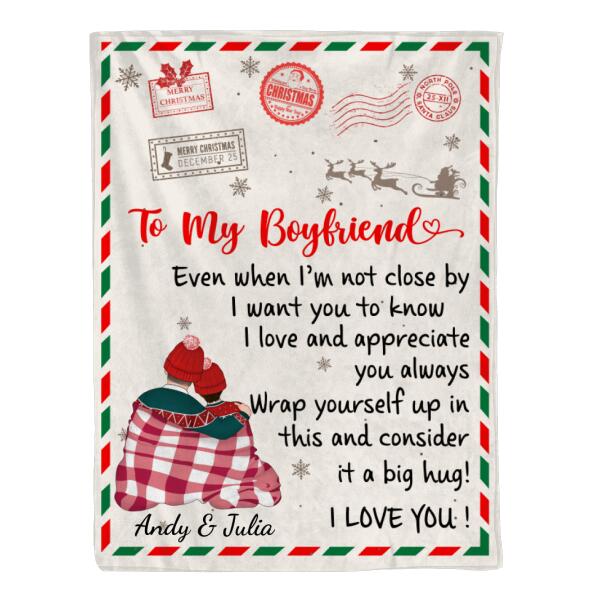 Personalized Blanket, To My Boyfriend Letter, Christmas Gift For Boyfriend, Gift For Him, Couple