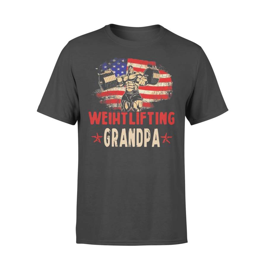 American Flag Weightlifting Grandpa T-shirt