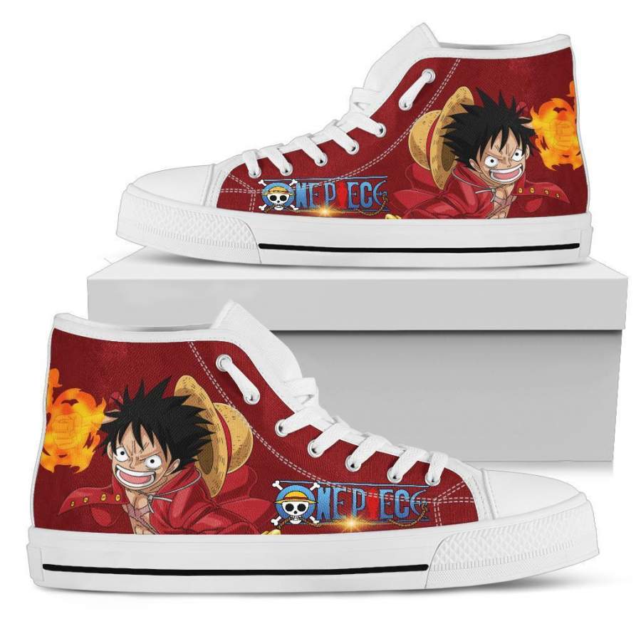 One Piece High Top Shoes Luffy Straw Hat In Red VM103008