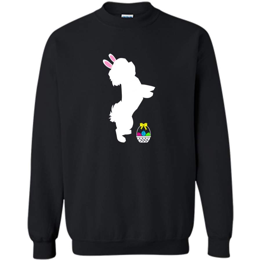 Bichon Frise Easter Bunny Dog Silhouette T-Shirt Printed Crewneck Pullover Sweatshirt 8 oz