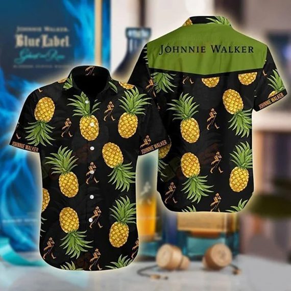 Johnnie Walker Pineapple Hawaiian Shirt Aloha Beach Holiday Casual 604 Ha28737