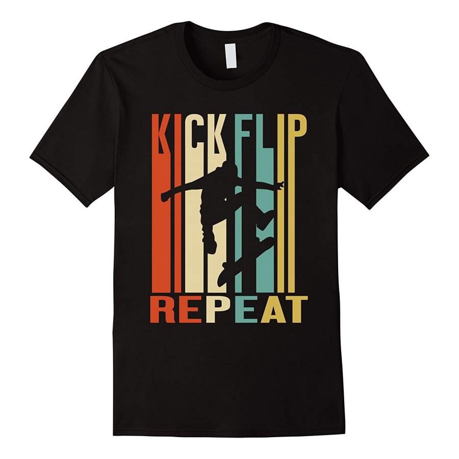 Kick Flip Repeat Vintage Skate T-Shirt Men’S Short Sleeve T-Shirt Printed T Shirts