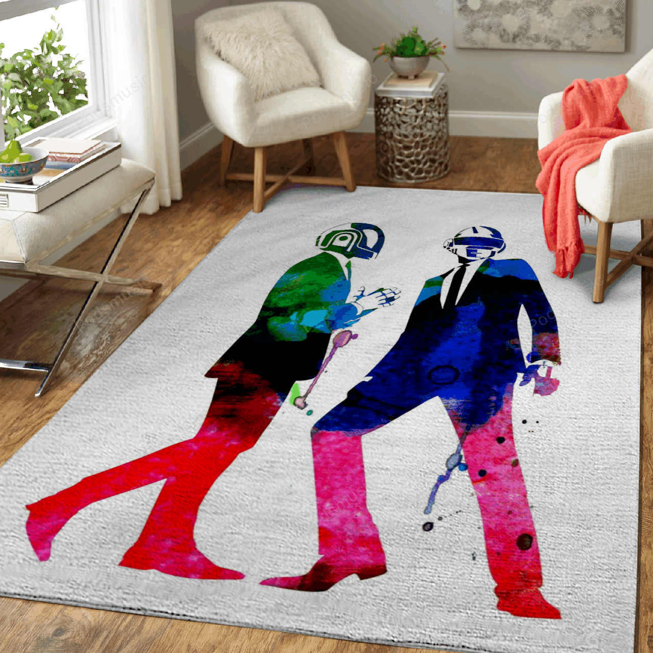 Daft Punk Watercolor – Music Legends Art For Fans Area Rug Carpet
